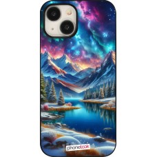 Coque iPhone 15 - Fantasy Mountain Lake Sky Stars