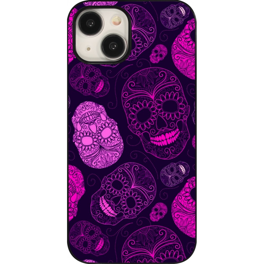 Coque iPhone 15 - Halloween 2023 pink skulls