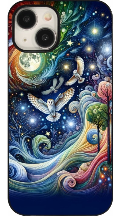 Coque iPhone 15 - hibou volant floral