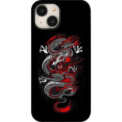 Coque iPhone 15 - Japanese style Dragon Tattoo Red Black