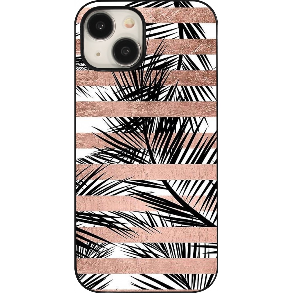 Coque iPhone 15 - Palm trees gold stripes