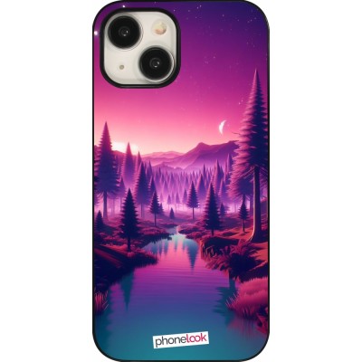 Coque iPhone 15 - Paysage Violet-Rose