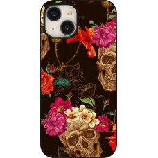 Coque iPhone 15 - Skulls and flowers