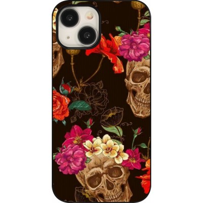 Coque iPhone 15 - Skulls and flowers