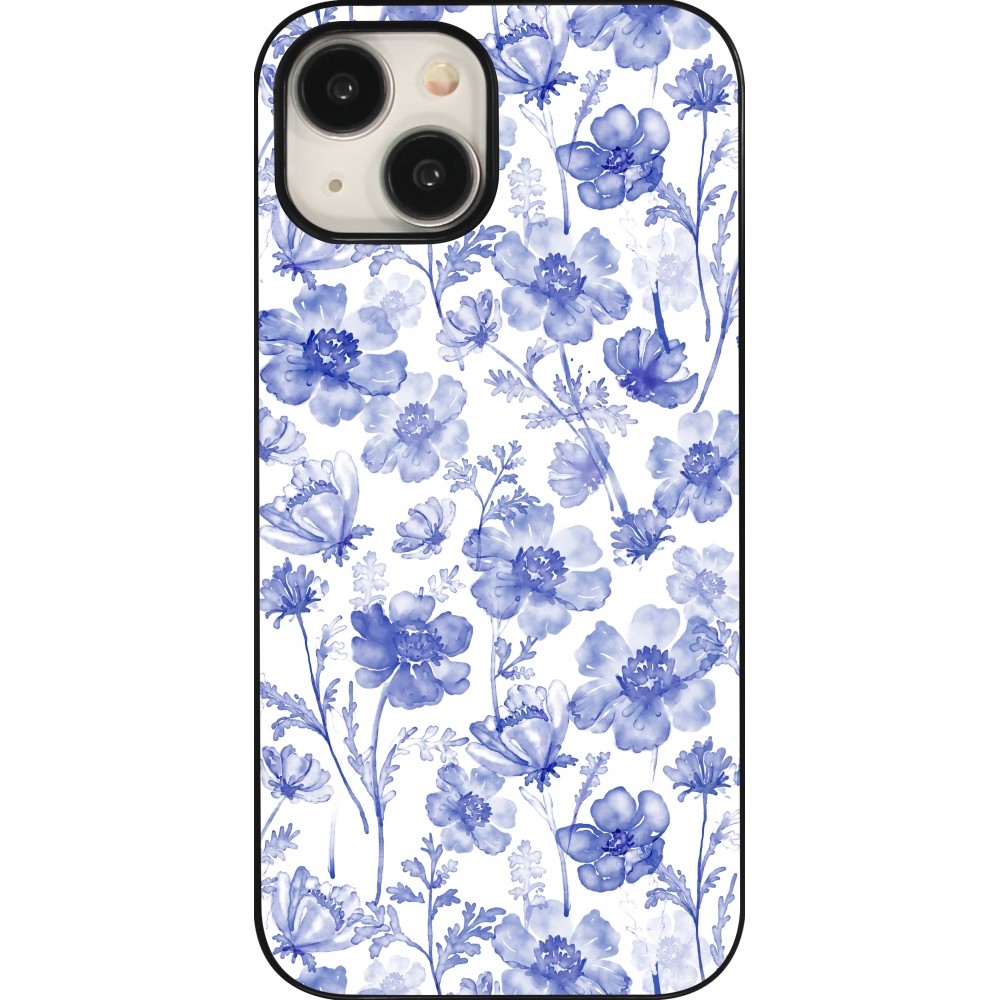 Coque iPhone 15 - Spring 23 watercolor blue flowers