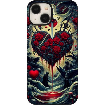 Coque iPhone 15 - Dark Love Coeur Sang