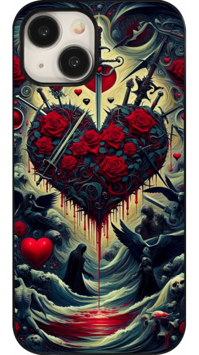 Coque iPhone 15 - Dark Love Coeur Sang