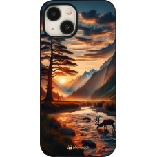 Coque iPhone 15 - Valley Sunset Deer Tree