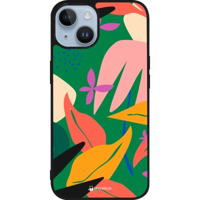 Coque iPhone 15 - Silicone rigide noir Abstract Jungle