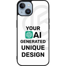 Coque iPhone 15 - Silicone rigide noir 100% unique générée par intelligence artificielle (AI) avec vos idées