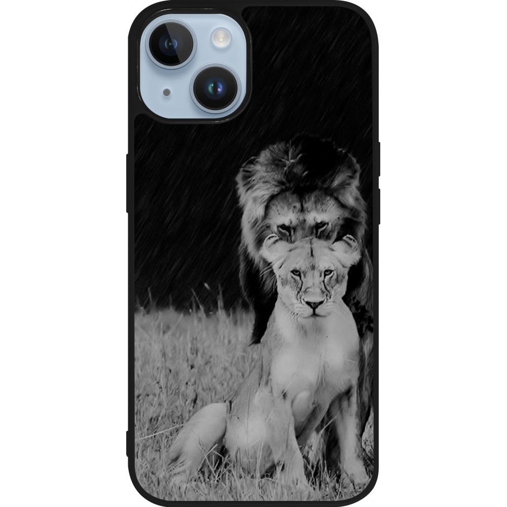 Coque iPhone 15 - Silicone rigide noir Angry lions