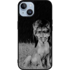 Coque iPhone 15 - Silicone rigide noir Angry lions