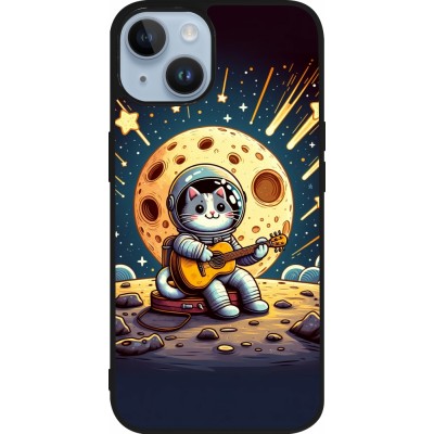 Coque iPhone 15 - Silicone rigide noir AstroCat RockLune