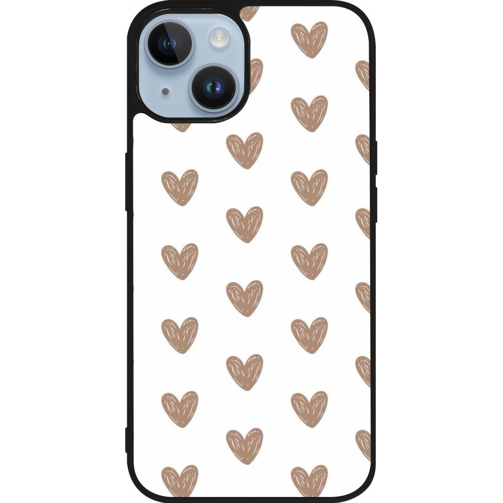 Coque iPhone 15 - Silicone rigide noir Autumn 2024 brown hearts