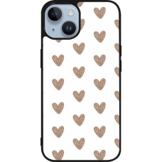 Coque iPhone 15 - Silicone rigide noir Autumn 2024 brown hearts