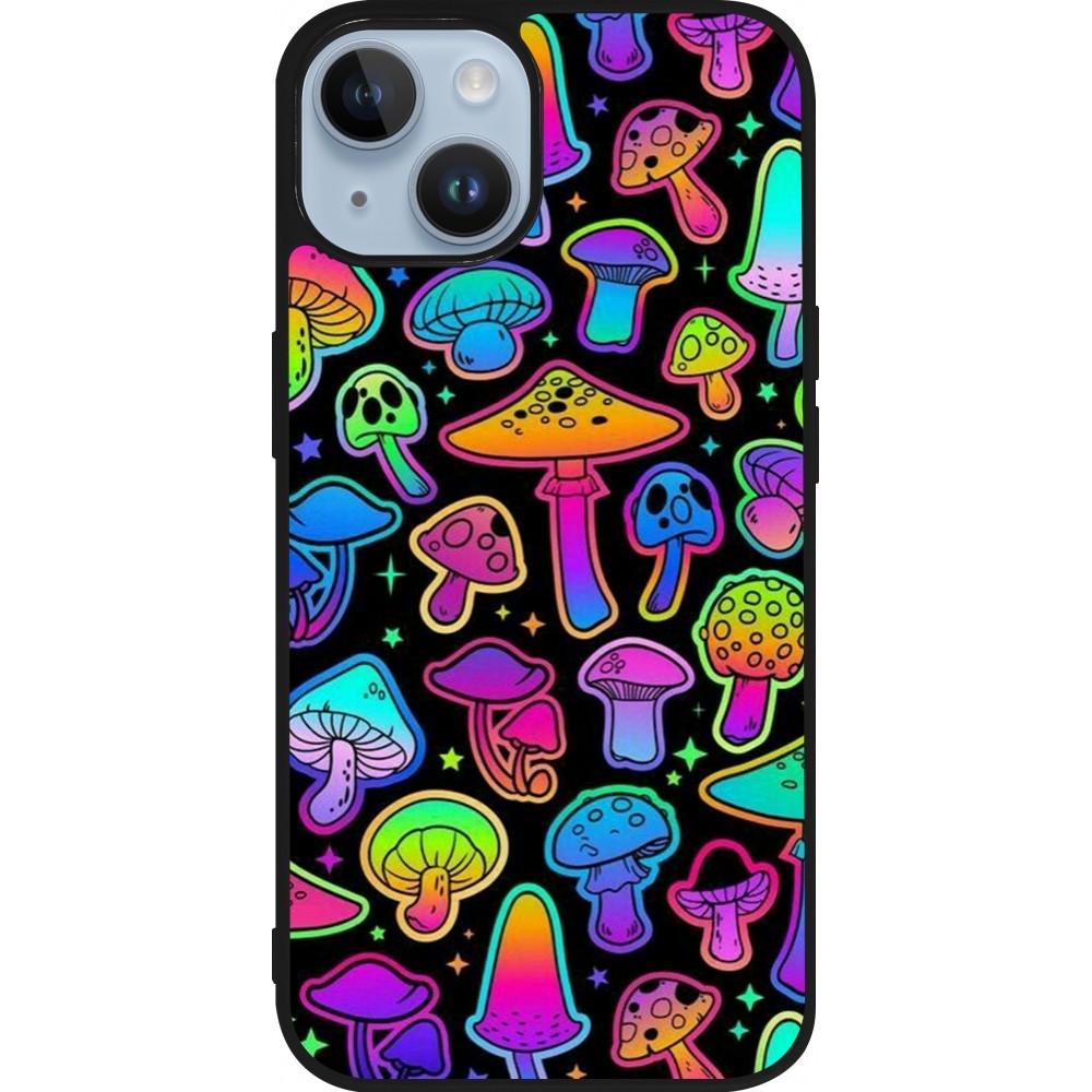 Coque iPhone 15 - Silicone rigide noir Autumn 2024 magic mushrooms