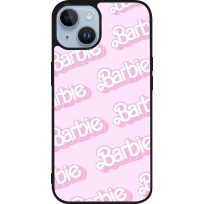 Coque iPhone 15 - Silicone rigide noir Barbie light pink pattern