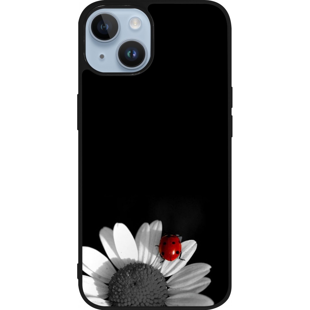 Coque iPhone 15 - Silicone rigide noir Black and white Cox