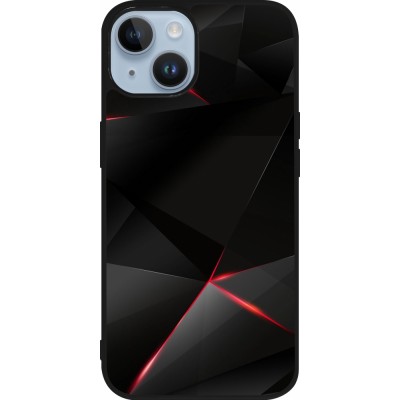 Coque iPhone 15 - Silicone rigide noir Black Red Lines