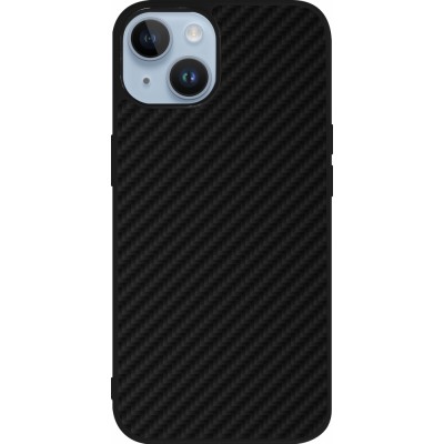 Coque iPhone 15 - Silicone rigide noir Carbon Basic