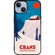 Coque iPhone 15 - Silicone rigide noir Crans-Montana Cabane