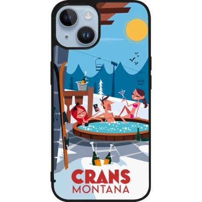 Coque iPhone 15 - Silicone rigide noir Crans-Montana Mountain Jacuzzi