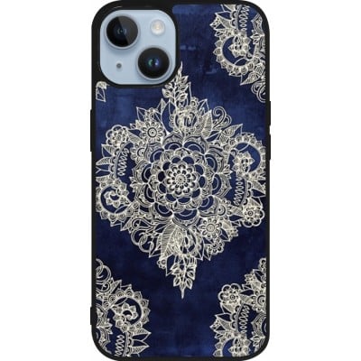 Coque iPhone 15 - Silicone rigide noir Cream Flower Moroccan