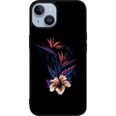 Coque iPhone 15 - Silicone rigide noir Dark Flowers