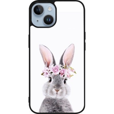 Coque iPhone 15 - Silicone rigide noir Easter 2023 flower bunny