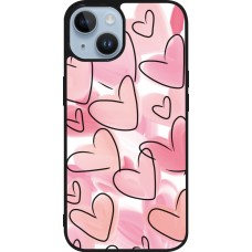 Coque iPhone 15 - Silicone rigide noir Easter 2023 pink hearts