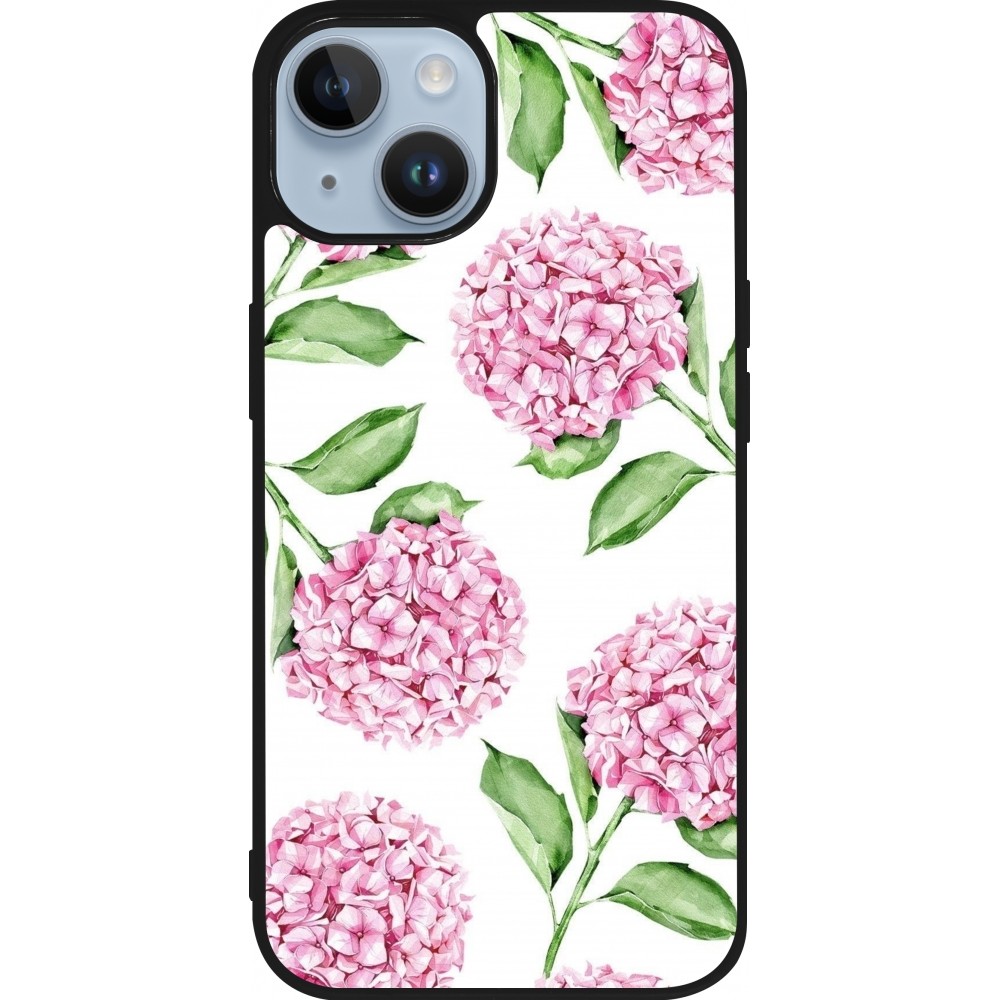 Coque iPhone 15 - Silicone rigide noir Easter 2024 pink flowers