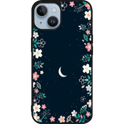 Coque iPhone 15 - Silicone rigide noir Flowers space