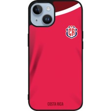 Coque iPhone 15 - Silicone rigide noir Maillot de football Costa Rica 2022 personnalisable