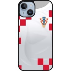 Coque iPhone 15 - Silicone rigide noir Maillot de football Croatie 2022 personnalisable