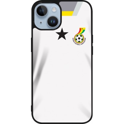 Coque iPhone 15 - Silicone rigide noir Maillot de football Ghana 2022 personnalisable