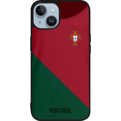 Coque iPhone 15 - Silicone rigide noir Maillot de football Portugal 2022