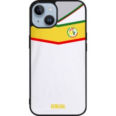 Coque iPhone 15 - Silicone rigide noir Maillot de football Senegal 2022 personnalisable