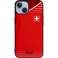 Coque iPhone 15 - Silicone rigide noir Football shirt Switzerland 2022