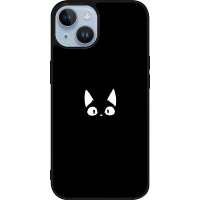 Coque iPhone 15 - Silicone rigide noir Funny cat on black