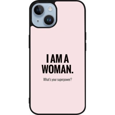 Coque iPhone 15 - Silicone rigide noir I am a woman