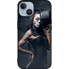 Coque iPhone 15 - Silicone rigide noir Halloween 22 Tattooed Girl