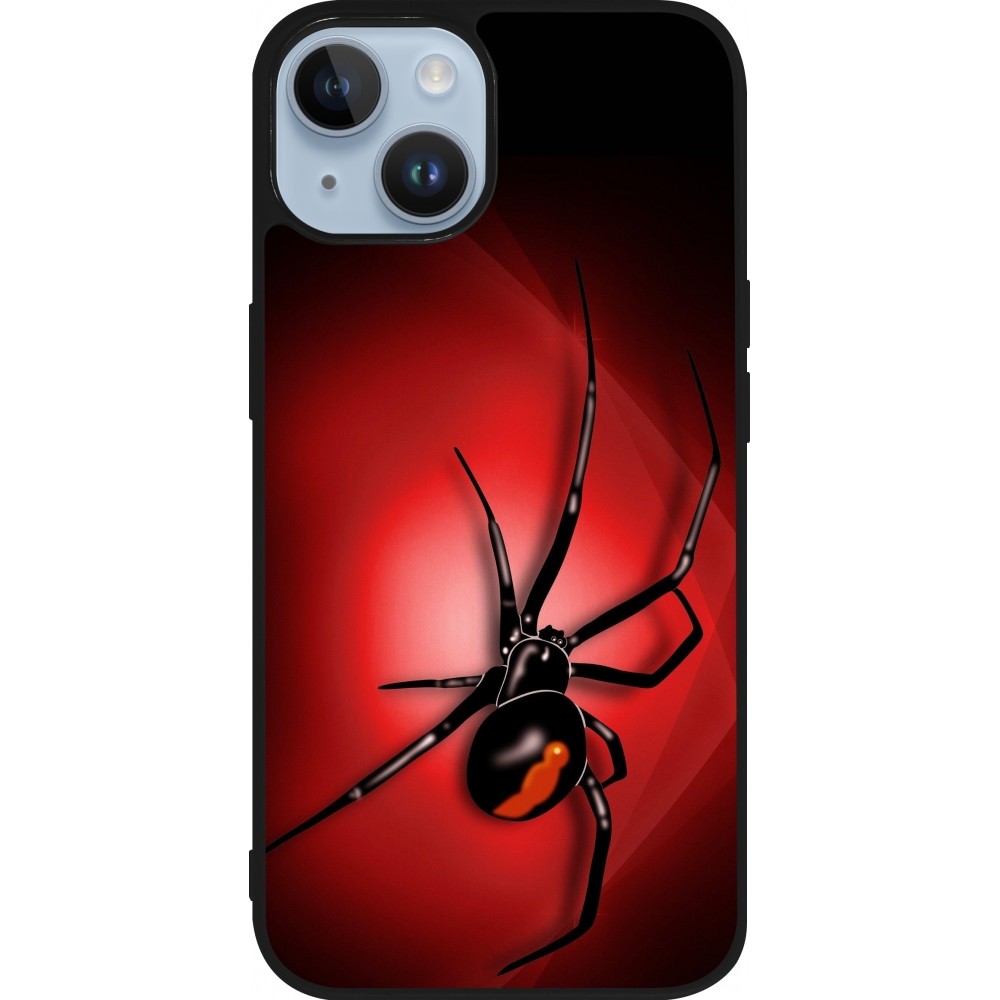 Coque iPhone 15 - Silicone rigide noir Halloween 2023 spider black widow