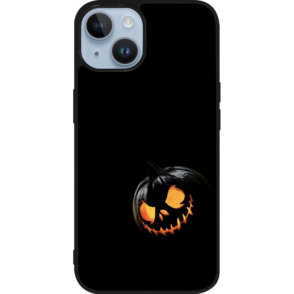 Coque iPhone 15 - Silicone rigide noir Halloween 2023 discreet pumpkin