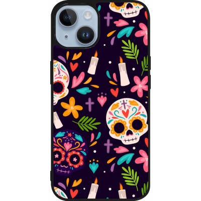 Coque iPhone 15 - Silicone rigide noir Halloween 2023 mexican style