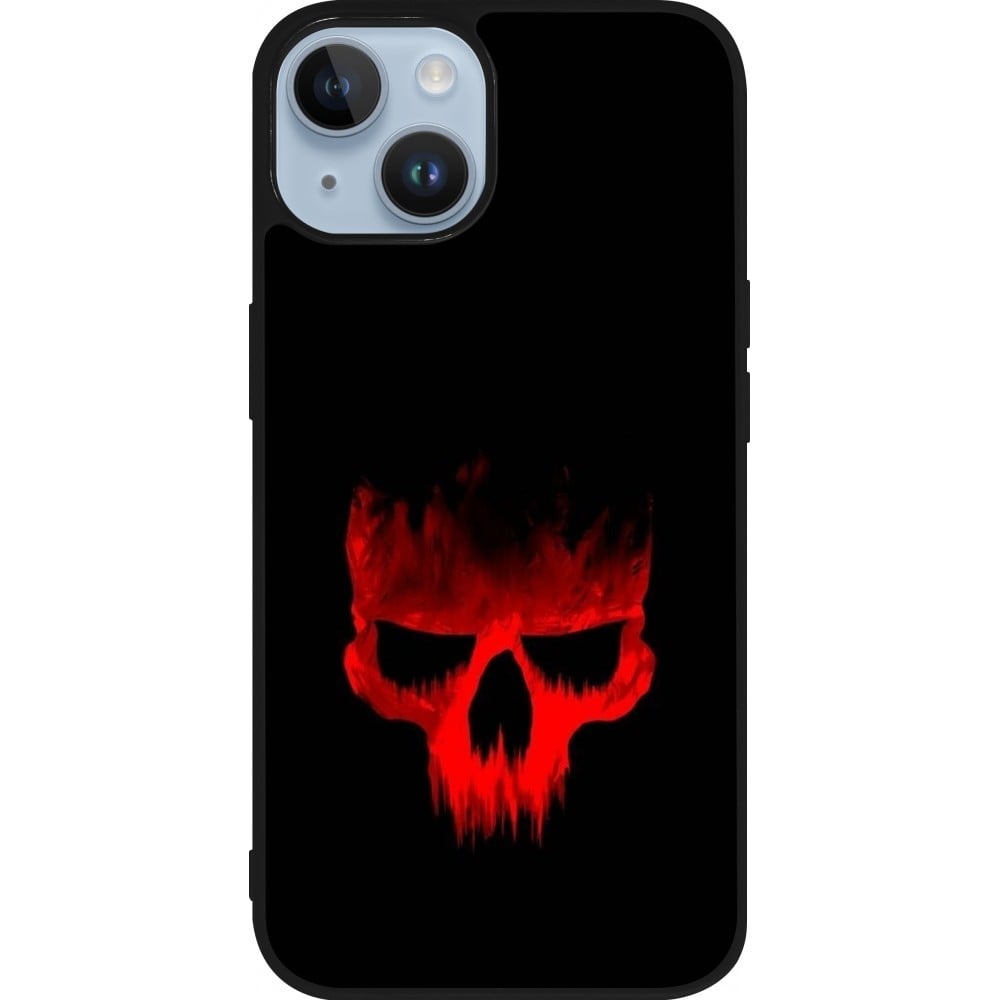 Coque iPhone 15 - Silicone rigide noir Halloween 2023 scary skull