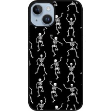 iPhone 15 Case Hülle - Silikon schwarz Halloween 2024 dancing skeleton