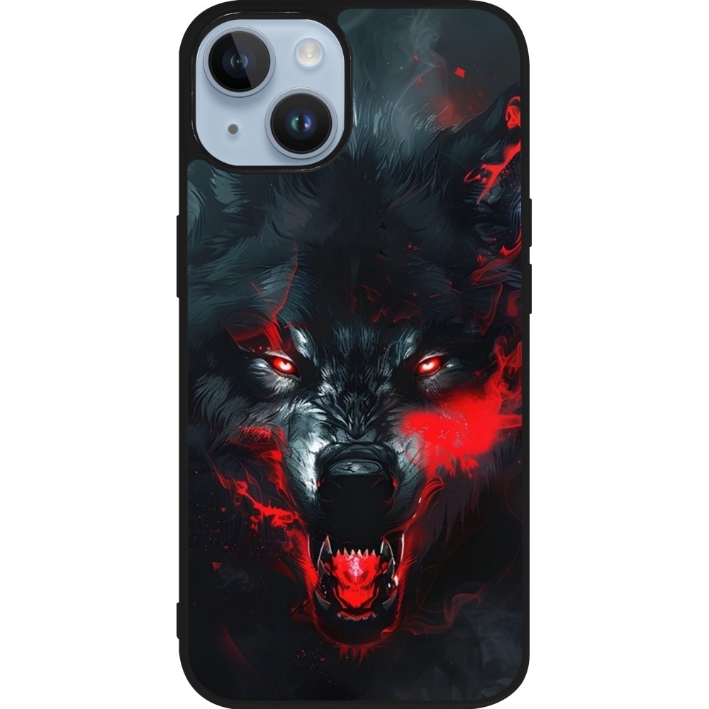 Coque iPhone 15 - Silicone rigide noir Halloween 2024 mad werewolf