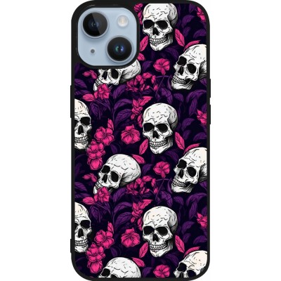 Coque iPhone 15 - Silicone rigide noir Halloween 2024 romantic skulls