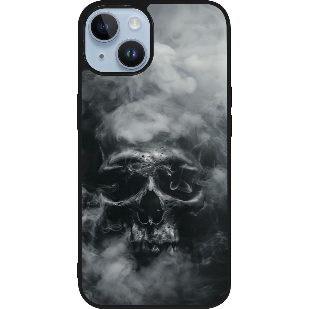 Coque iPhone 15 - Silicone rigide noir Halloween 2024 smoky skull