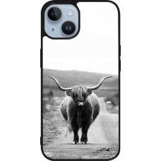 Coque iPhone 15 - Silicone rigide noir Highland cattle